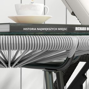 Outsunny Stolik Boczny Rattanowy Bistro Kawowy Blat ze Szkła Okrągły Czarno-Szary Taras Balkon | Aosom PL