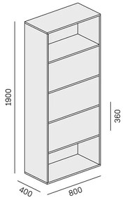 PLAN Regał biurowy wysoki LAYERS, 3 schowki, 800 x 400 x 1905, biały