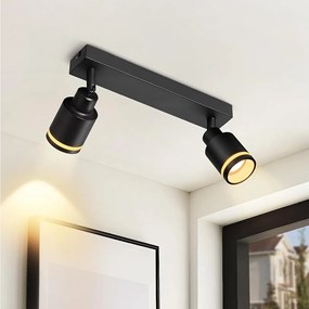 NETTLIFE Nowoczesny czarny reflektor sufitowy na 2 regulowane metalowe żarówki GU10