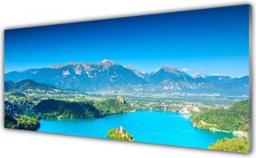 Panel Szklany do Kuchni Odbicie Szczytów w Jeziorze