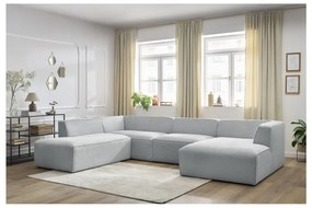 Jasnoszary sztruksowy narożnik modułowy (lewostronny/w kształcie litery U) Megeve – Bobochic Paris