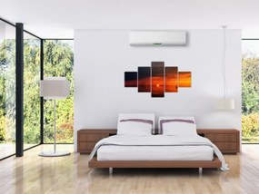 Obraz zachodu słońca z żaglówką (125x70 cm)