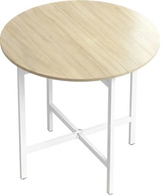 HOMCOM Składany stół do jadalni, okrągły stół o średnicy 80 cm z ramą stalową, miejsce dla 2-4 osób, wygląd naturalnego drewna | Aosom PL