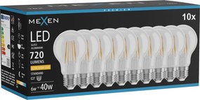 Mexen Vintis 10x żarówka filament LED E27, A60, 6W, Ciepła - 2200K, 720 lm, clear - L150-E27-0622-00x10