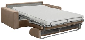 Kanapa 4-osobowa rozkładana z weluru CALITO - Kolor beżowy - Łóżko 160  cm - Materac 14 cm