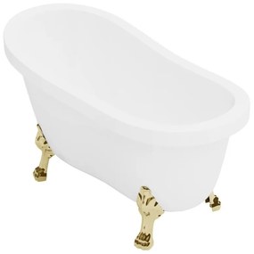 Wanna wolnostojąca retro ze złotymi nogami w kształcie lwich łap – 171 l – 145 x 74 x 77 cm – Biała – NISOS