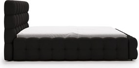 Emporius Parlas Bis łóżko 160x200 z pojemnikiem, łóżko tapicerowane do sypialni - gruba pianka, stelaż, tkanina aksamitna, czarny (Amor Velvet 4322)