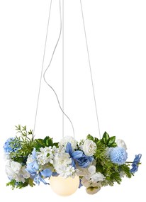 Bohemska lampa sufitowa czarna z kolorowymi kwiatami niebiesko-białymi - Flower PowerBoho Oswietlenie wewnetrzne