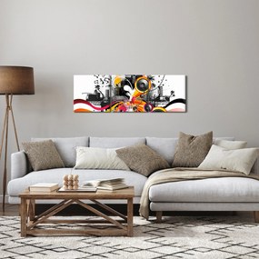 Obraz - Muzyka (z zegarem) (90x30 cm)