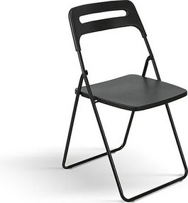 Zestaw 6 składanych krzeseł z czarnego metalu i czarnego polipropylenu - ALMERIA