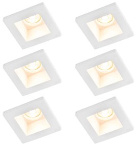 Zestaw 6 reflektorów wpuszczanych białych 12 cm kwadratowych - Gypsy Stucco