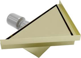 Mexen Flat-T M13 wpust podłogowy trójkątny 20 x 20 cm, złoty szczotkowany - 1A10320