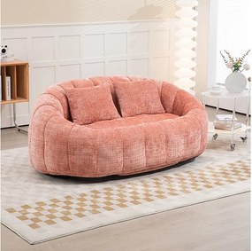 Leniwy Fotel z Weluru - 2-osobowy - z 2 Poduszkami - 62cm Głębokość Siedziska - Max. Obciążenie 250kg - Różowy