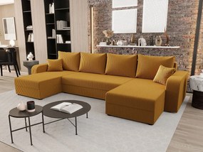 BEDANTE narożnik w kształcie U HEWLET U BIS Zoom 9 pomarańczowy z funkcją spania sofa w kształcie litery U z pojemnikiem na pościel