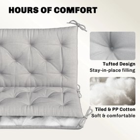 Outsunny Poduszka na Ławkę 3-Osobową 150x98x8 cm z Taśmami, Poduszka na Meble Ogrodowe i Huśtawkę Hollywoodzką, Jasnoszary