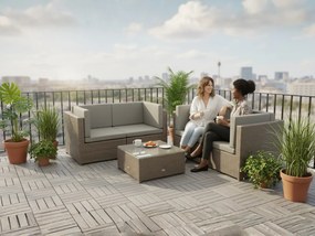 Technorattanowy zestaw ogrodowy (2 x sofa + stolik) TINTO szary