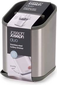 Ociekacz na sztućce ze stali nierdzewnej w kolorze srebra z połyskiem 11x11,5 cm Duo Steel – Joseph Joseph