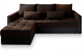 Masseno Narożnik KOS PIK z funkcją spania i pojemnikiem na pościel, Rozkładana sofa - Brązowy, SAWANA 16 + MADRYT 9100