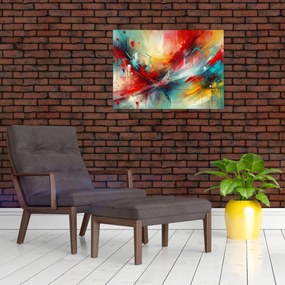 Obraz na szkle – Abstrakcja z czerwienią (70x50 cm)