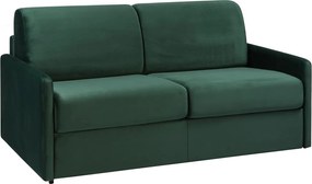 Kanapa 4-osobowa rozkładana typu expres z weluru CALIFE - Butelkowa zieleń - Miejsce do spania 160 cm - Materac 14 cm