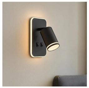 LED Naścienna oprawa punktowa PIPE 1xGU10/10W/230V + LED/6W czarna