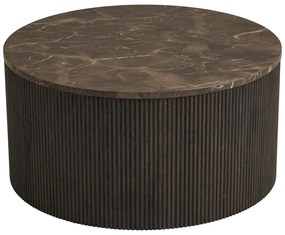 Ciemnobrązowy okrągły stolik z blatem w dekorze marmuru ø 80 cm Rota – House Nordic
