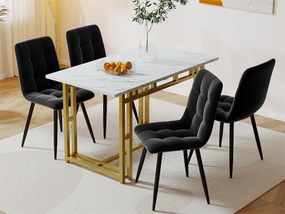 Stół jadalny - blat efekt marmuru - złote metalowe nogi - 120x70cm - Biały i Złoty