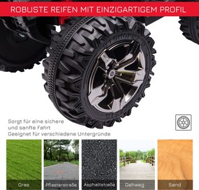 HOMCOM Elektryczny Quad dla dzieci z oświetleniem LED i portem USB Czerwony pojazd dla najmłodszych 100x65x73cm | Aosom PL