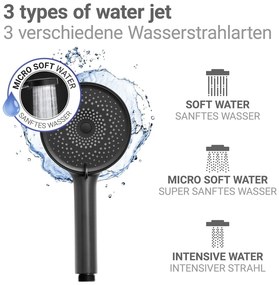 Plastikowa słuchawka prysznicowa w kolorze matowej czerni ø 12 cm Softwater – Wenko