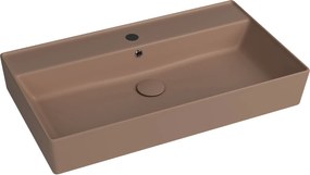 Umywalka ceramiczna nablatowa / wisząca brązowa z półką i otworem na baterie 80x45 cm LERA Cappuccino