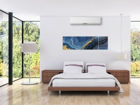 Obraz - Niebiesko-złota abstrakcja (170x50 cm)