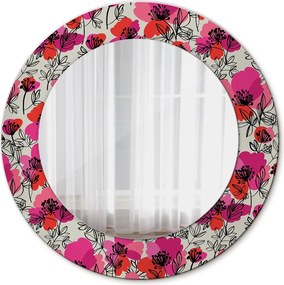Lustro dekoracyjne okrągłe Różowe maki