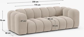 OUTLET Sofa 3-osobowa jasny beż szenil 230/95/70 Lupine od Micadoni