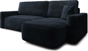 Masseno Narożnik NERI z funkcją spania i pojemnikiem na pościel Narozniki L, Rozkładana sofa - Czarny, TILIA 100
