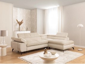 Beżowy sztruksowy narożnik (prawostronny/w kształcie litery L) Marbeya – Ropez