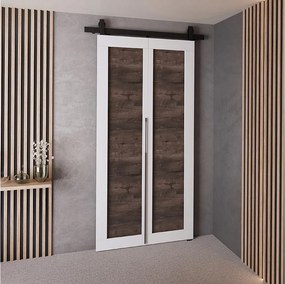 Drzwi Przesuwne QUDIO M1 Biały + Jesion Ciemny 80