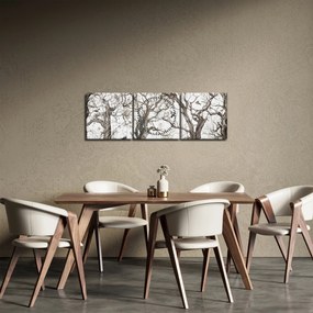 Obraz - Wzór lasu, rysunek (z zegarem) (90x30 cm)