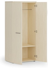 Szafa ubraniowa biurowa PRIMO WOOD, 1 półka, drążek do szafy, 800 x 500 x 1781 mm, brzoza