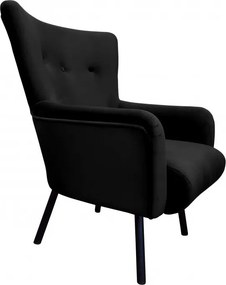 Fotel TULIP tkanina Welur noga metalowa Uszak luksusowy komfort salonu : Kolor nogi - Czarna, Kolor tkaniny - VELVET - MG19