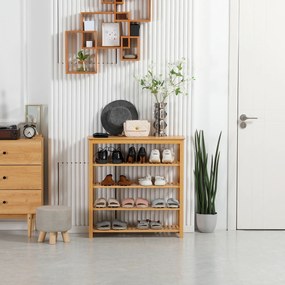 HOMCOM Półka na buty, stojak na buty z 5 poziomami, organizer na buty do przedpokoju, kolor naturalny