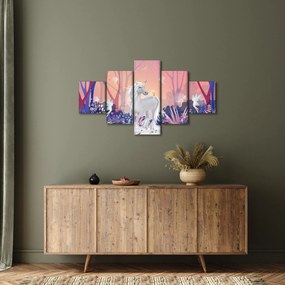 Obraz - Jednorożec w magicznym lesie (125x70 cm)