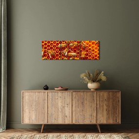 Obraz - Plaster miodu (z zegarem) (90x30 cm)
