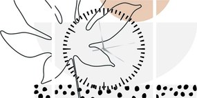 Obraz - Line art flowers N⁰3 (z zegarem) (90x30 cm)
