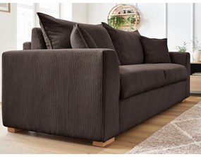 Brązowa sztruksowa rozkładana sofa 225 cm Augustin – Bobochic Paris