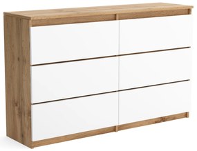 Duża komoda 6 SZUFLAD Szafka 120 cm ARIA Dąb Wotan/Biały