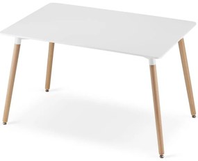 Zestaw jadalniany 1 + 4, biały stół ADRIA 120x80 cm + beżowe krzesło BALI MARK z bukowymi nogami