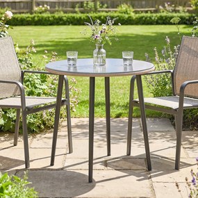 Outsunny Stół ogrodowy stalowy z rantem z PE-rattanu, regulowane nóżki, dla 4 osób, 80 x 80 x 74 cm, szary | Aosom PL