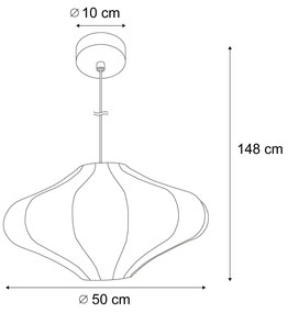 Lampa wisząca Japandi brązowa z materiałowym abażurem 50 cm - PluDesignerski Oswietlenie wewnetrzne