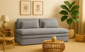 Sofa z funkcją spania i pojemnikiem OLIA, tkanina Poso, Jasnoszary