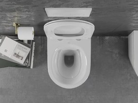 Mexen Lena miska wc Rimless z deską wolnoopadającą slim, duroplast, biała/złota linia - 30224005